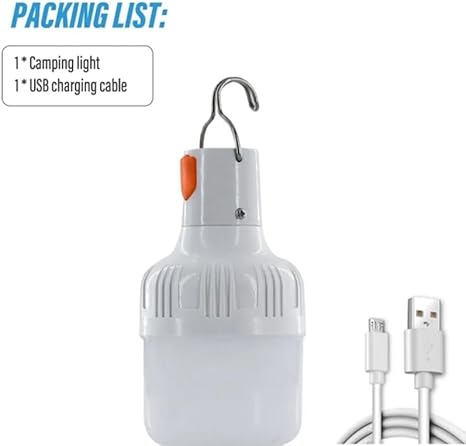 Photo 1 of 1PC Outdoor USB Rechargeable LED Lamp Bulbs 60W Emergency Light Hook Up Camping Fishing Portable Lantern Night Lights LT014
