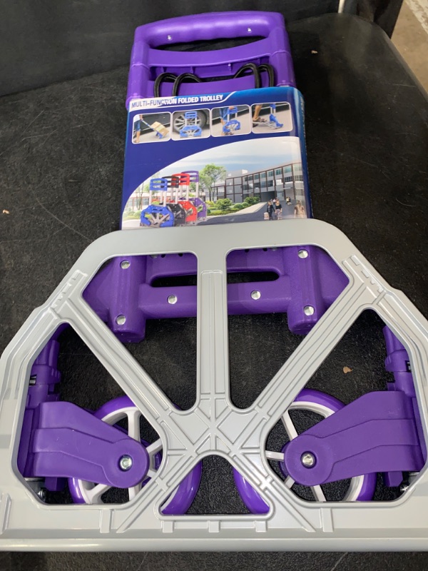 Photo 2 of FCH Folding Hand Truck Aluminum Portable Folding Hand Cart 165lbs Capacity Handy Dolly Cart Ideal for Home, Auto, Office,Travel Use,Purple
