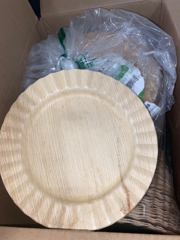 Photo 1 of Palm Leaf Plates 9"  AND 11" Round (50) | Bamboo Plates Disposable Look Cocktail Plates for Appetizer, Dessert Plates, Mini Charcuterie Boards | Compostable Plates Alternate to Wooden Paper Plates

