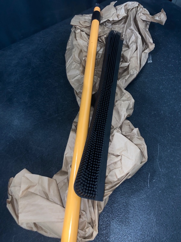 Photo 2 of FURemover Heavy Duty Pet Hair Remover Rubber Broom with Carpet Rake and Squeegee, Black and Orange
