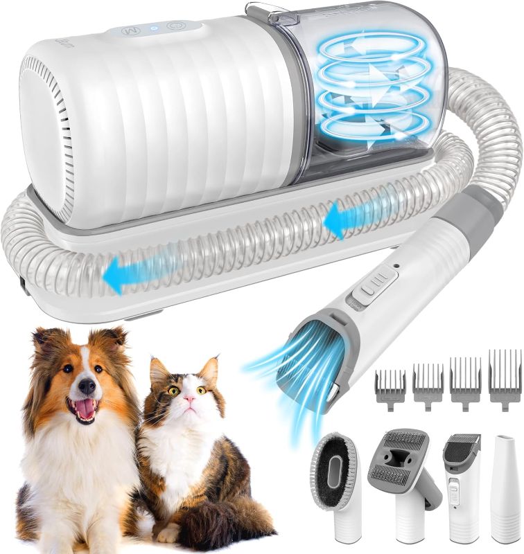 Photo 1 of Dog Grooming Kit: 16000Pa Powerful Dog Grooming Vacuum, 99% Pet Hair Suction, Pet Grooming Vacuum with 4 Grooming Tools & 3 Suction Levels, Large Dust Cup & Low Noise Clippers for Dogs & Cats
