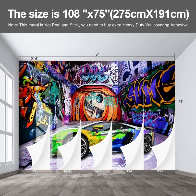 Photo 1 of Fightal - Graffiti Wallpaper Cool Wallpapers Large Wall Mural for Living Room Bedroom (Papel tapiz para pared de habitatacion) 108" x 75" (It's not Peel and Stick)
