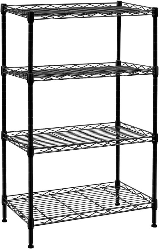 Photo 1 of 4 Tier Storage Shelves Wire Shelving Rack Unit, Adjustable Metal Rack for Storage Kitchen Laundry Storage Rack (Black)
