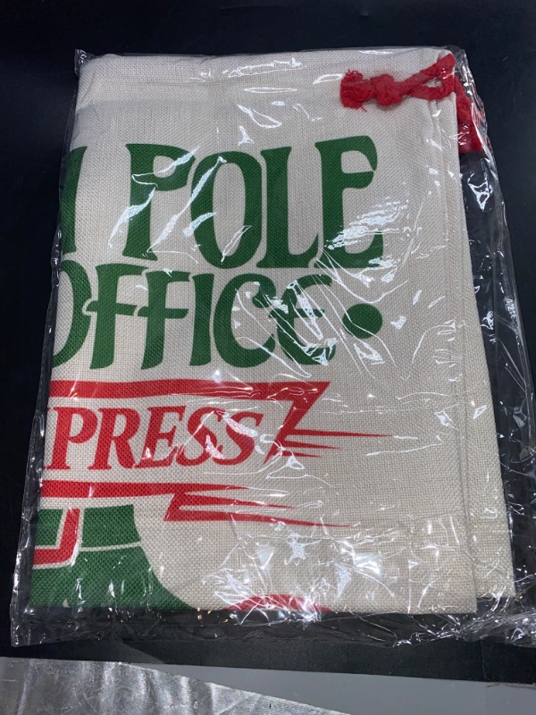 Photo 2 of Easy Sublimation Polyester Santa Sacks Large 19 Inches by 27 Inches- Just Add A Name (NORTH POLE)
