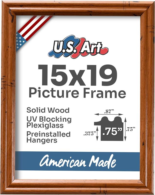 Photo 1 of 15x19 Distressed Oak 0.75 in Wooden Photo Picture Poster Frame, Wall Art Living Room and Home Decor, Personalize for Certificate, Puzzle and Document Frames
