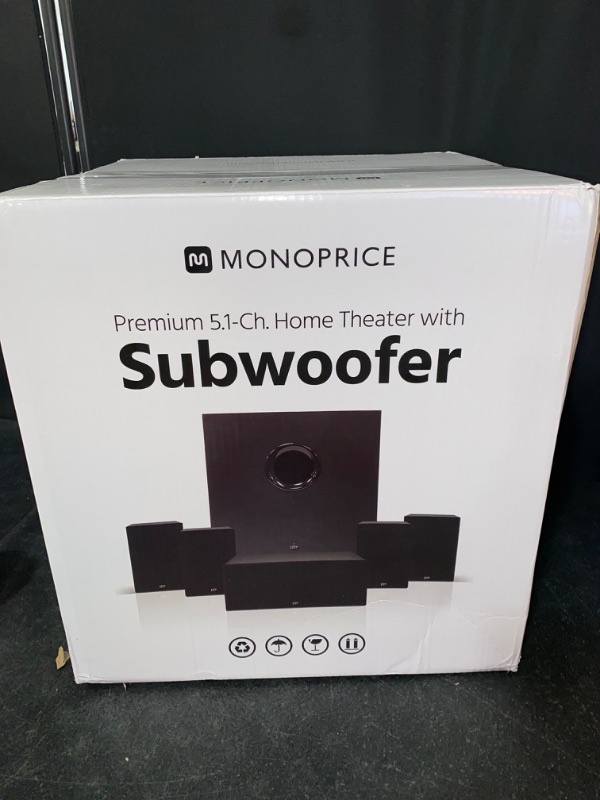 Photo 3 of Monoprice Premium 5.1.4-Ch. Immersive Home Theater System - with 8 Inch 200 Watt Subwoofer, Dolby Atmos Compatible, Black
