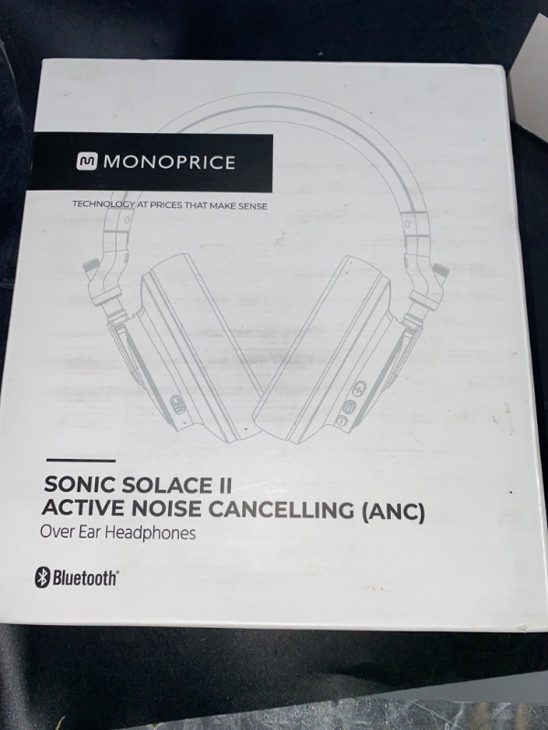 Photo 3 of Monoprice SonicSolace II Active Noise Cancelling (ANC) Over Ear Headphone, Bluetooth 5, Supports Apple Siri and Google Assistant Personal Voice Assistants,Black
