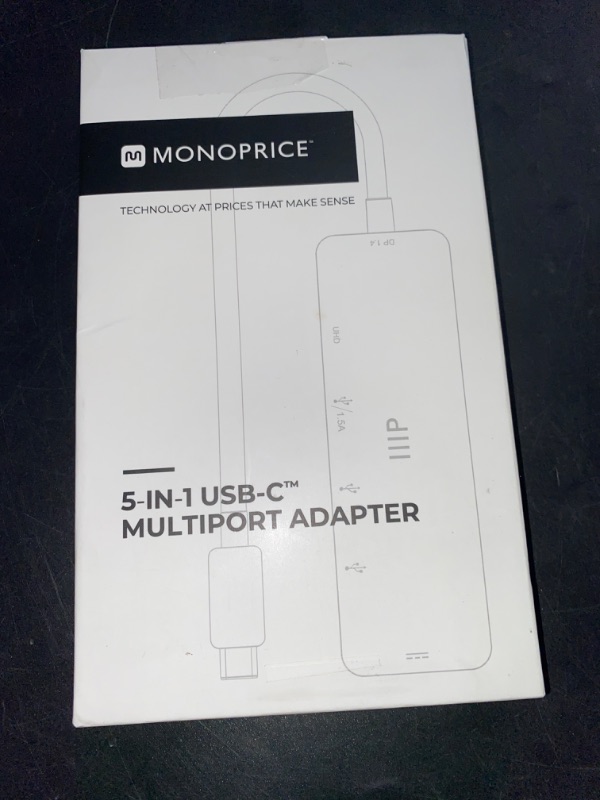 Photo 3 of Monoprice 5-in-1 USB-C to 4K HDMI Display Adapter and USB Hub (4K@60Hz) Fast Charge, 100W PD 3.0, 5Gbps, Portable, Plug-n-Play, Compatible with Windows and MacOS Operating Systems, White
