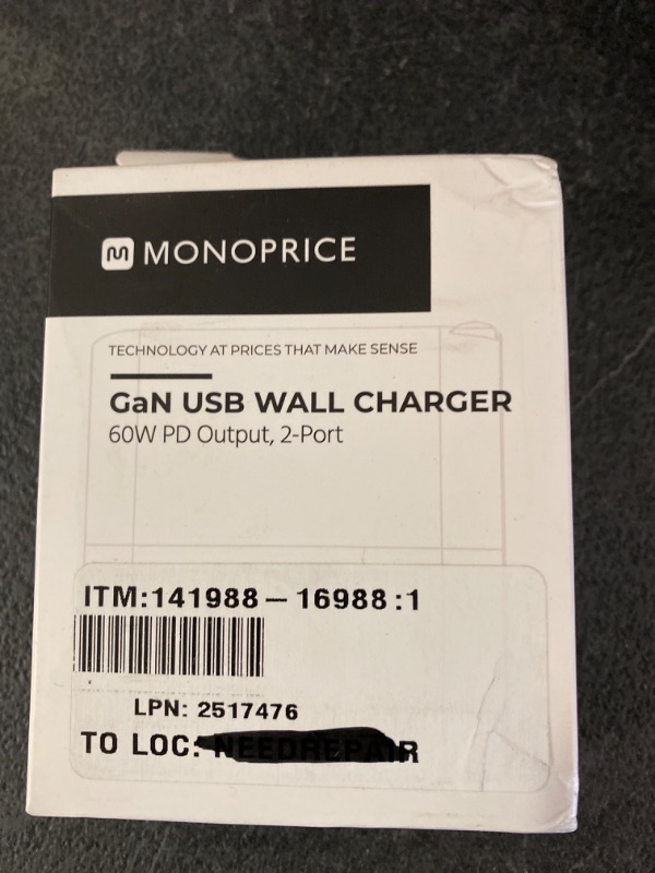 Photo 3 of Monoprice USB-C Charger, 68W 2-port PD GaN Technology Foldable Wall Charger White, Power Delivery for MacBook Pro/Air, iPad Pro, iPhone 16/15/14/Plus/Pro/Pro Max, Pixel, Galaxy, and More