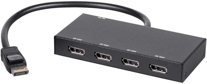 Photo 1 of Monoprice 4-Port DisplayPort 1.2 to DisplayPort Multi-Stream Transport (MST) Hub, DP to DP Black
