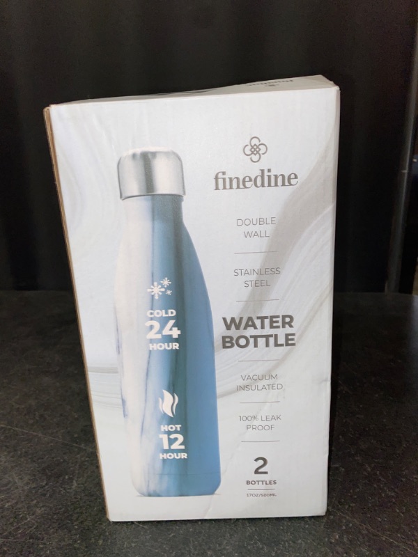 Photo 3 of FineDine Triple Insulated Stainless Steel Water Bottle (set of 2) 17 Oz, Sleek Bottles, Keeps Hot & Cold, 100% LeakProof, Sweat Proof Bottles, For Travel, Picnic & Camping. (Fresh White Marble)
