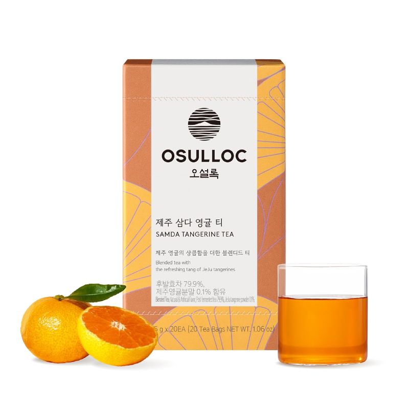 Photo 1 of OSULLOC Tangerine Tea (Fresh Jeju Tangerine Flavor), Fruit tea Blend, Premium Teabags from Jeju Island, 20 count, 1.06 oz, 30g
