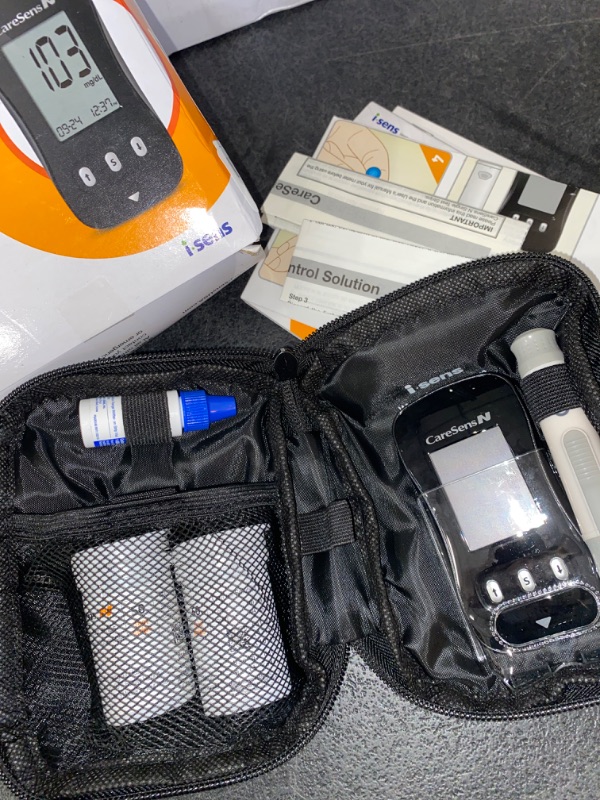 Photo 2 of CareSens N Blood Glucose Monitor Kit with 100 Blood Sugar Test Strips, 100 Lancets, 1 Blood Glucose Meter, 1 Lancing Device, 1 Control Solution, Travel Case for Diabetes Testing
