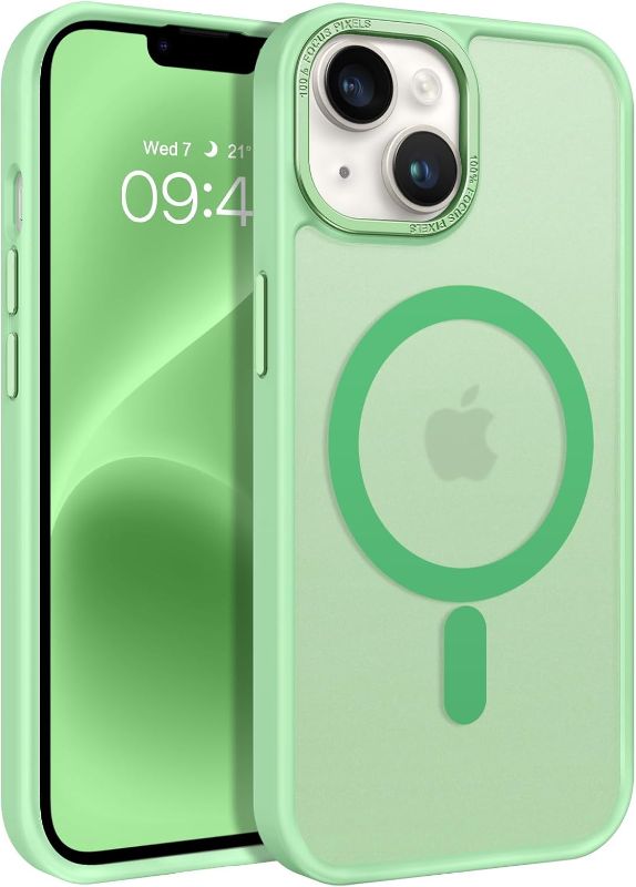 Photo 1 of BENTOBEN Magnetic for iPhone 13 Case & iPhone 14 Case [Compatible with Magsafe] Translucent Matte Phone Case iPhone 13/14 Slim Shockproof Women Men Girl Protective Cover for iPhone 13/14, Matcha Green
