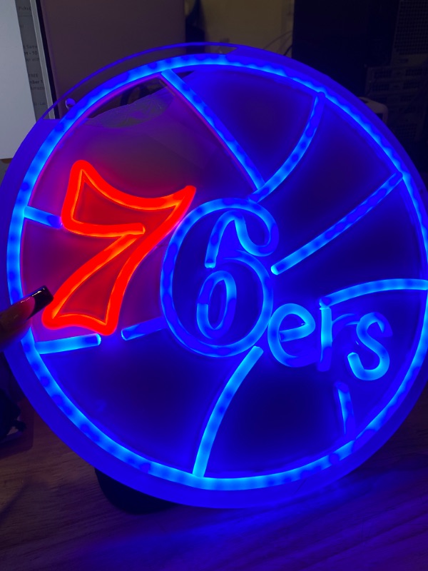 Photo 1 of 10" Vivid Philadelphias Sports Team 76er LED Sign Light Lamp Bright Cute Neon Wall Decor