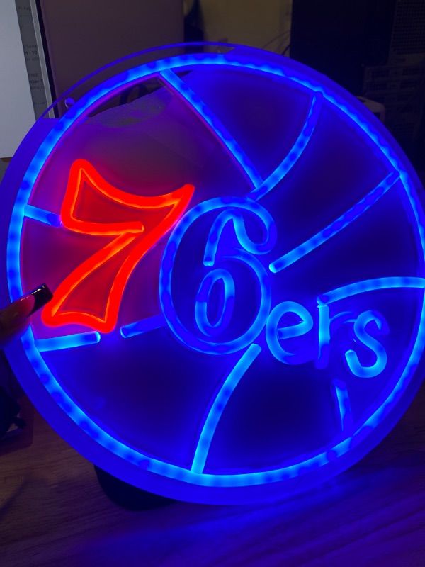 Photo 1 of 10" Vivid Philadelphias Sports Team 76er LED Sign Light Lamp Bright Cute Neon Wall Decor