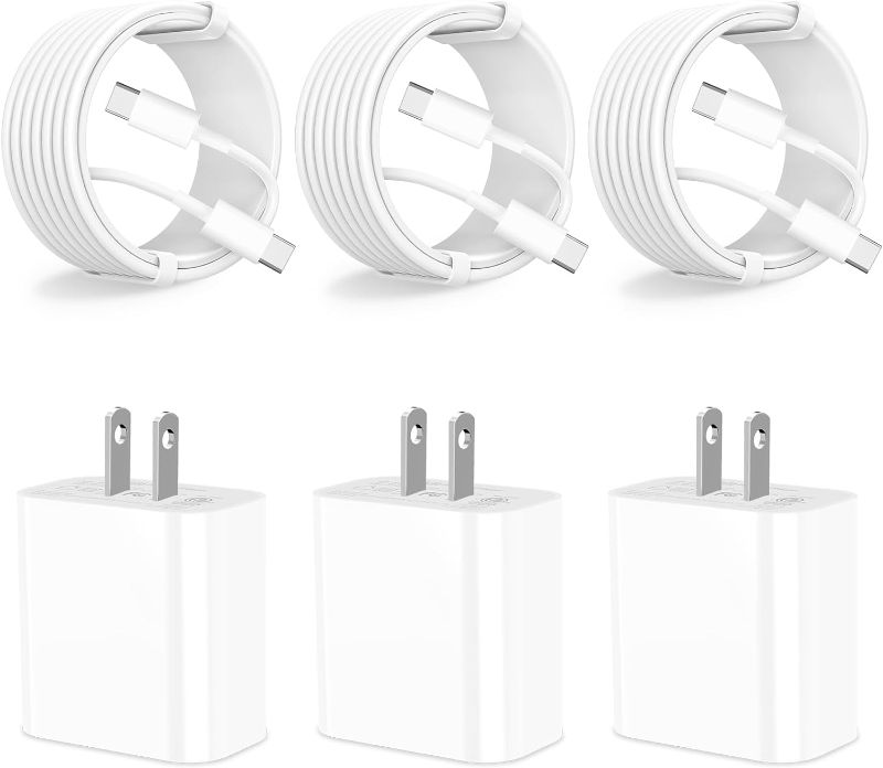 Photo 1 of MFi Certified iPhone 16 Charger Fast Charging, Redpark 3Pack 20W PD USB-C Power Charger Type-C Wall Charger Adapter with 6FT Type-C Cable for iPhone 16 Pro/16 Pro Max/15/15 Pro Max/iPad Pro/Air/Mini
