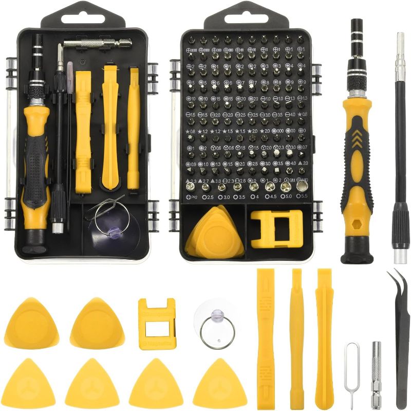 Photo 1 of MECCANIXITY 115 in 1 Magnetic Precision Screwdriver Set Electronics Repair Tools Kit for Cellphone Mobile Phone Laptop PC Computer, Yellow
