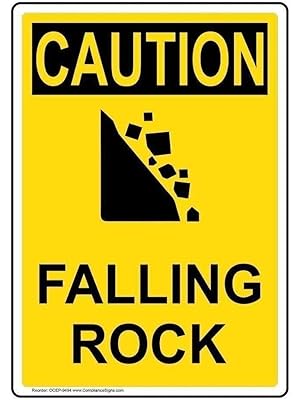 Photo 1 of Caution Falling Rock Safety Sign Metal Sign Wall Decor 12"x8" & Tin Poster Metal Sign Large Lake Arrow 12x8 Inch Arrow to The Lake Wall Plaque Retro Vintage Signs Left Side