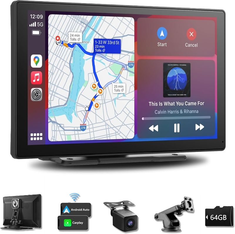 Photo 1 of SCREEN ONLY** 9-Inch Wireless Apple CarPlay & Android Auto, Portable Carplay Radio, 4K Dash Cam 1080P Backup Camera, Touchscreen with GPS Navigation, Bluetooth, Voice Control, Carplay Screen for All Cars
