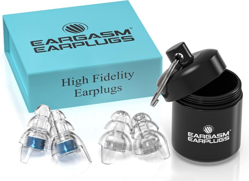 Photo 1 of Eargasm High Fidelity Earplugs with Blue Filters - Reusable Noise Reduction Hearing Protection Ear-Plugs with Carrying Case for Concerts, Festivals, Raves, Musicians, Live Music, Sporting Events
