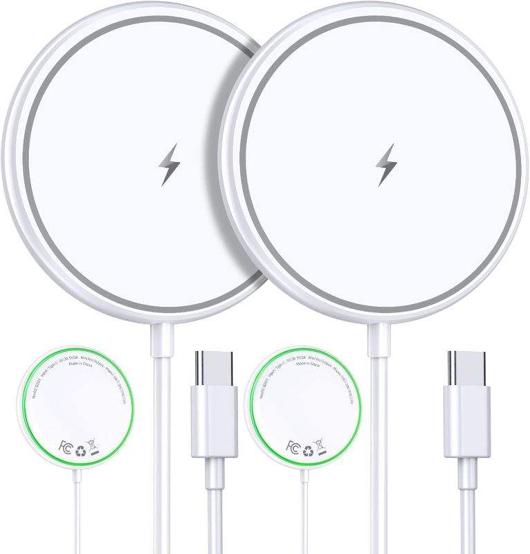 Photo 1 of Magnetic Wireless Charger iPhone 15W Mag Safe Charger 2 Pack Wireless Charging Pad with Sleep-Friendly LED Light for iPhone 16 15 14 13 12 Pro Max Plus & Airpods 2 3 Pro
