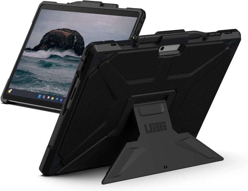 Photo 1 of URBAN ARMOR GEAR UAG Designed for Microsoft Surface Pro 11/10/9 Case with Built-in Kickstand & Pen Holder Compatible with Type Cover Keyboard Rugged Heavy Duty Protective Cover, Metropolis Black
