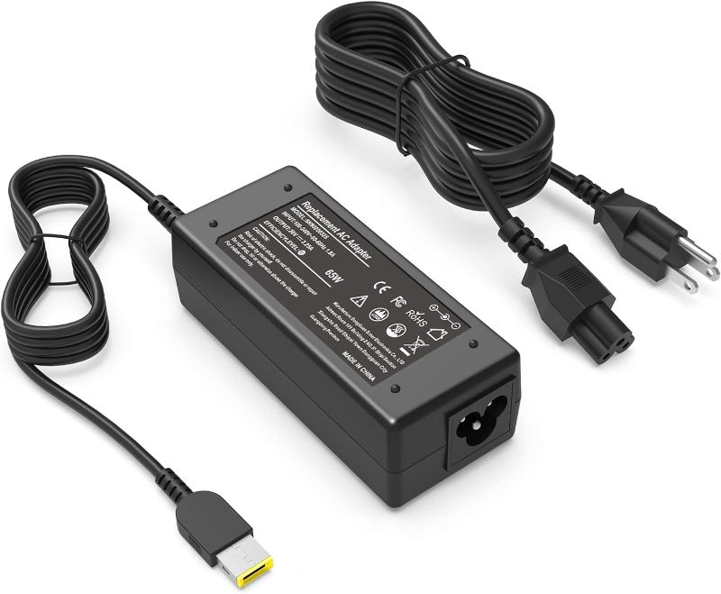 Photo 1 of Replacement 65W Lenovo Laptop Charger for Lenovo Thinkpad T470 T470S T460 E531 E570 E560 L470 L460 L440 T440 T450 T540P X270 X250 X240 ADLX65NLC2A ADLX65NCC3A ADLX65NCC2A AC Adapter Power Cord
