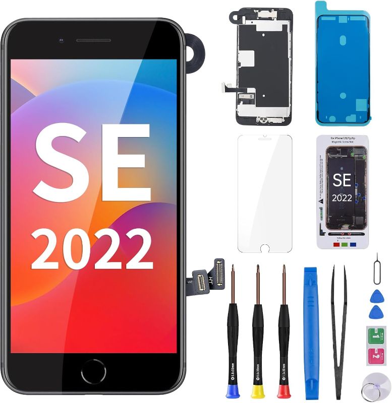 Photo 1 of for iPhone SE 3rd Generation 2022 Screen Replacement with Home Button 4.7" LCD Display SE3 3D Touch Digitizer with Front Camera Earpiece Full Repair Tool Kit A2783 A2784 A2595 A2785 A2782
