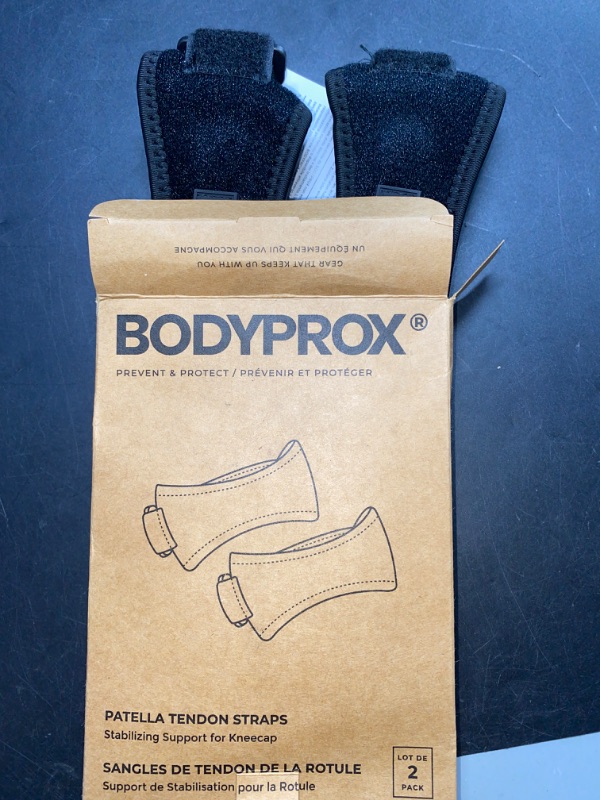 Photo 2 of Bodyprox Patella Tendon Knee Strap 2 Pack, Knee Pain Relief Support Brace Hiking, Soccer, Basketball, Running, Jumpers Knee, Tennis, Tendonitis, Volleyball & Squats
