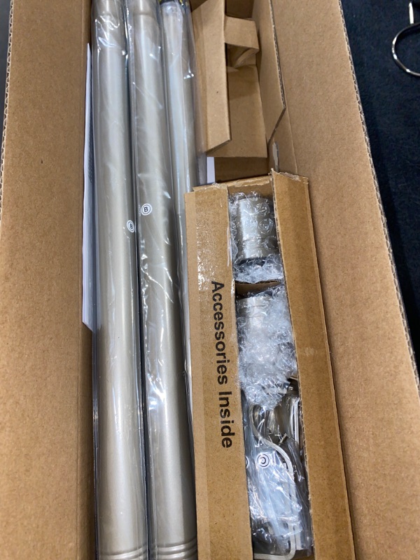 Photo 1 of Curtain Rods for Windows 16 to 144 Inches Adjustable Length 1 Inch Diameter Window Curtain Rod with Aluminium End Cap, Silver Gray
