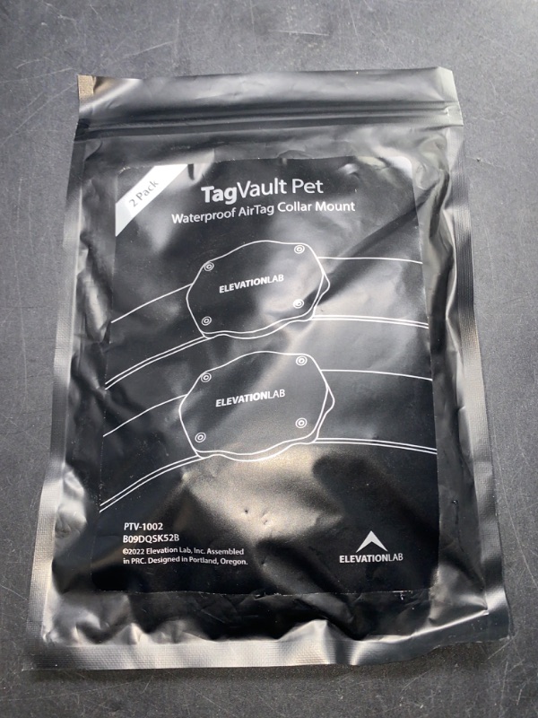 Photo 2 of LARGE SEALED BAG** DESIGN MAY VARY*TagVault™ AirTag Dog Collar Mount (2 Pack) - IP69 Waterproof, Doesn't Dangle, Fits All Width Collars | Elevation Lab
