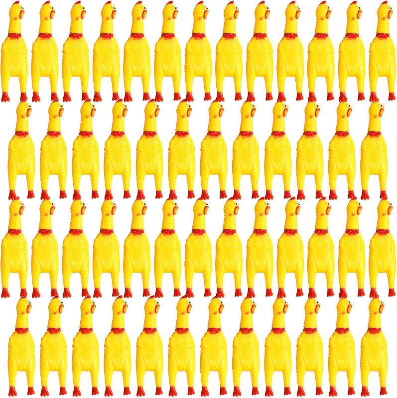 Photo 1 of  40 Pcs Rubber Chickens Squeak Screaming Chicken Novelty Chicken Dog Toy Squeaky Chicken for Dogs Pets Adults, 6.3 Inch