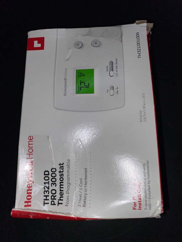 Photo 3 of Honeywell TH3210D1004 Non-Programmable Digital Thermostat
