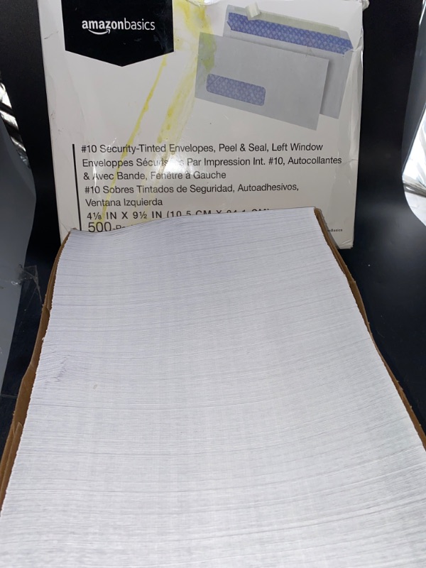 Photo 2 of Amazon Basics #10 Security-Tinted Self-Seal Business Envelopes with Left Window, Peel & Seal Closure - 500-Pack, White
