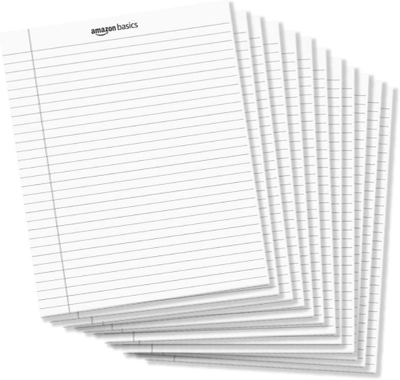 Photo 1 of Amazon Basics Legal/Wide Ruled 8-1/2 by 11-3/4 Legal Pad, White, 600 Count (12 Pack of 50 Sheets)
