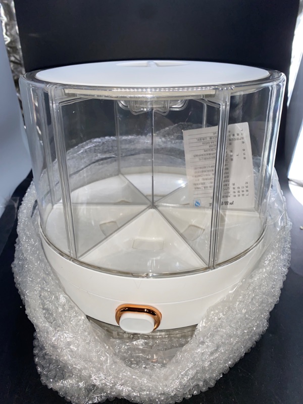 Photo 1 of Grain Storage Container Dispenser, 360 Degree Rotating Grain Dispenser Box 6 Compartment PP Plastic Kitchen Storage Container (medium-white)
