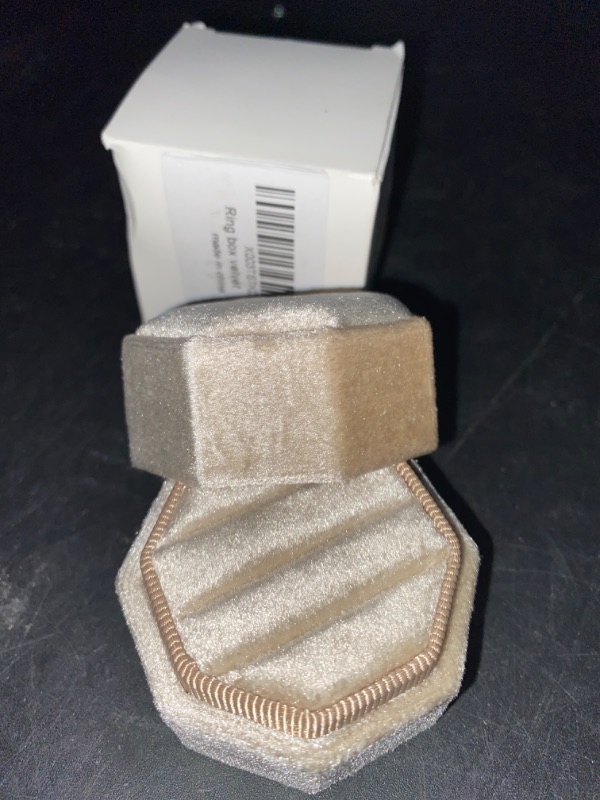 Photo 1 of Equal Octagon Velvet Ring Box 2 Slots|3 Slots Storage Box for Wedding Ceremony Proposal Engagement Birthday (Beige)
