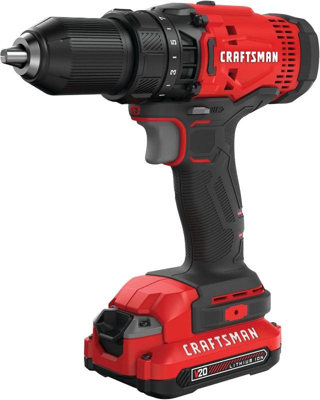 Photo 1 of CRAFTSMAN V20 Cordless Drill/Driver Kit, 1/2 inch, Battery and Charger Included (CMCD700C1)
