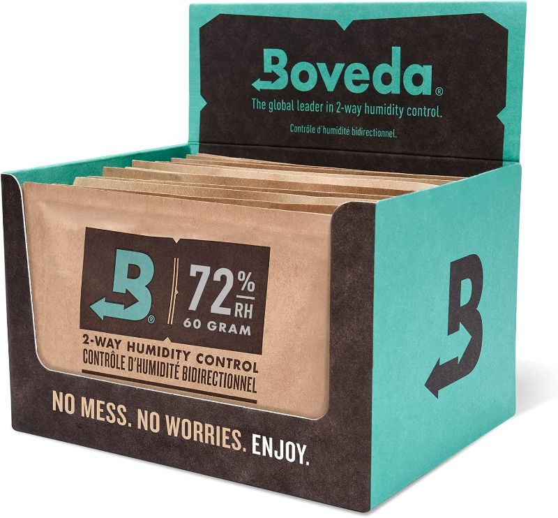 Photo 1 of Boveda 72% Two-Way Humidity Control Packs For Wood Humidifier Boxes – 12 Pack – Moisture Absorbers – Humidifier Packs – Individually Wrapped Hydration Packets
