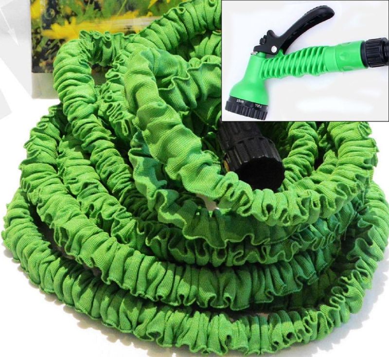 Photo 1 of 50 Ft New Latex Expanding Flexible Garden Water Hose With Spray Nozzle In Green
