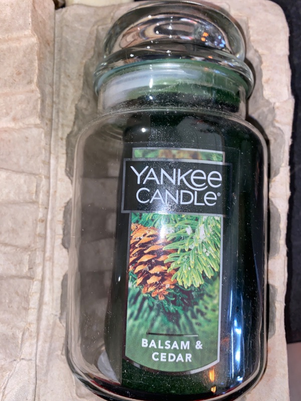 Photo 2 of Yankee Candle Balsam & Cedar Scented, Classic 22oz Large Jar Single Wick Candle, Over 110 Hours of Burn Time, Ideal Holiday Gift
