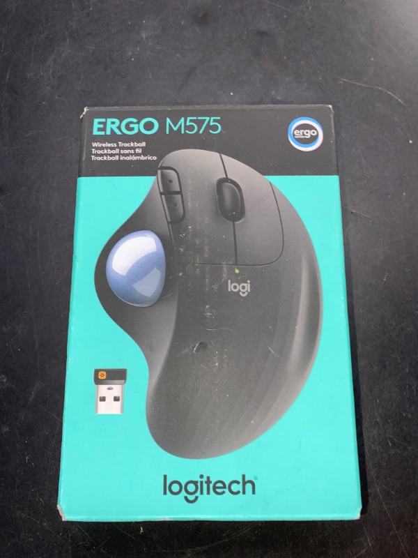 Photo 3 of Logitech M575 Ergonomic Wireless Trackball USB Mouse, Black (910-005869)
