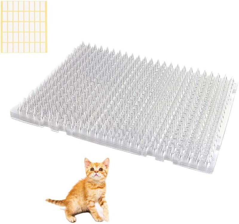 Photo 1 of 10(8) Packs Scat Mat for Cats, 13X16 inches Pet Deterrent Spikes, Indoor Outdoor Humane Cat Repellent Fence (Transparent)
