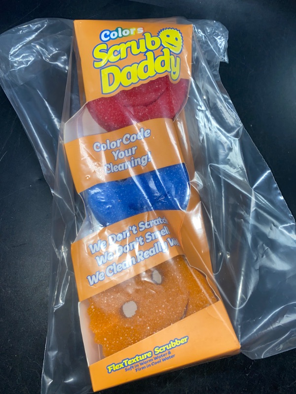 Photo 2 of Scrub Daddy Color Sponges - Scratch-Free Multipurpose Dish Sponges for Kitchen, Bathroom + More - Household Cleaning Sponges Made with BPA-Free Polymer Foam (3 Count)
