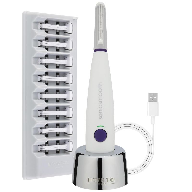 Photo 1 of Michael Todd Beauty - Sonicsmooth – SONIC Technology Dermaplaning Tool - 2 in 1 Women’s Facial Exfoliation & Peach Fuzz Hair Removal System with 8 Weeks of Safety Edges
