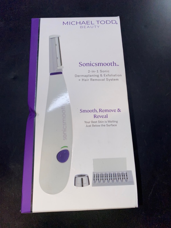 Photo 3 of Michael Todd Beauty - Sonicsmooth – SONIC Technology Dermaplaning Tool - 2 in 1 Women’s Facial Exfoliation & Peach Fuzz Hair Removal System with 8 Weeks of Safety Edges
