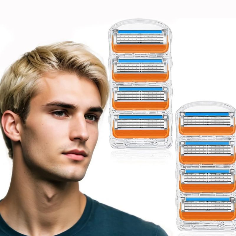 Photo 1 of 1 Pack (of 8) Orange Men’s Shaving Razor Blade Refills
