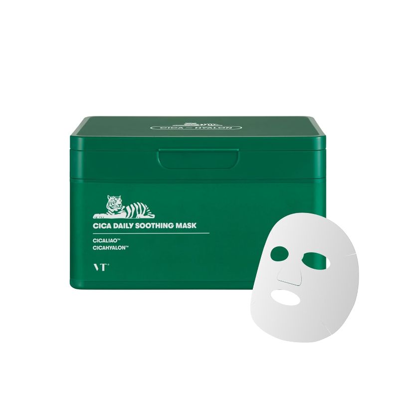 Photo 1 of VT COSMETICS Daily Soothing Mask 30ea, Facial Sheet Mask for Moist & Hydrating, 30 Day Supply, Centella Asiatica Face Mask
