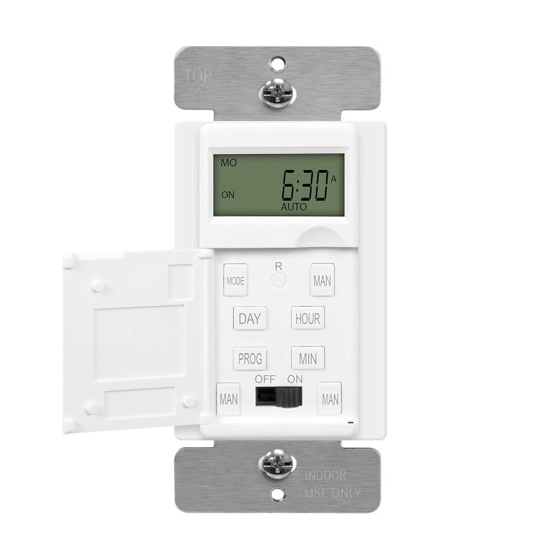 Photo 1 of ENERLITES - HET01-C-W Programmable Digital Timer Switch for Lights, Fans, Motors, 7-Day18 ON/OFF Timer Settings, Single Pole, Neutral Wire Required, UL Listed, HET01-C, White
